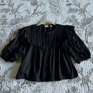 Wilfred Button Down Cropped Blouse in Black • XS